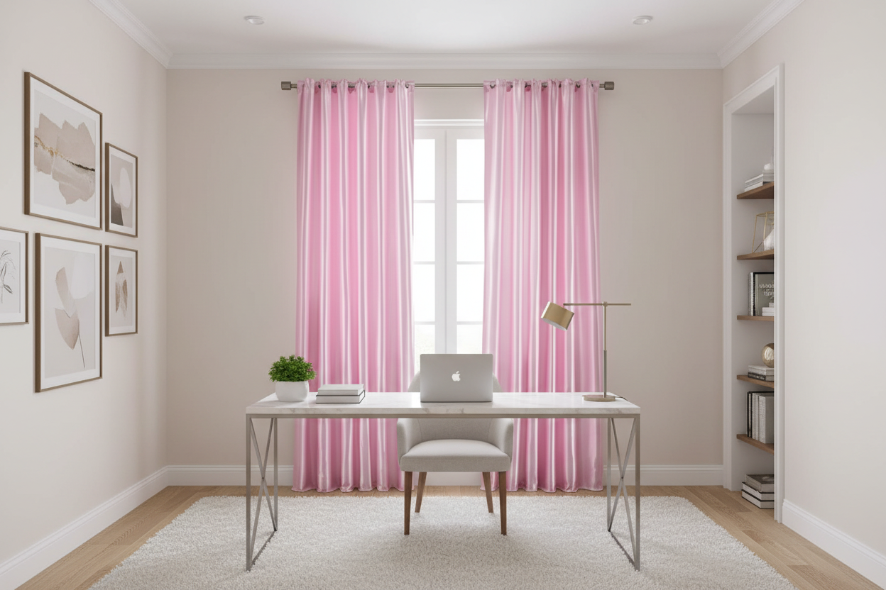 Rideau rose occultant Sovereigna - Bureau élégant