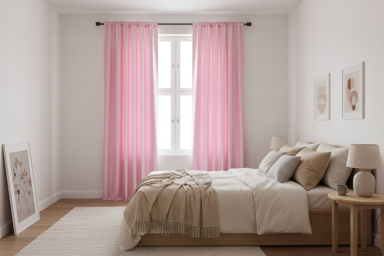 Rideau rose occultant Sovereigna - Chambre d'amis chic