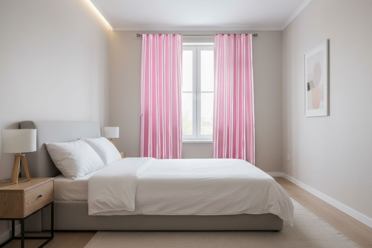 Rideau rose occultant Sovereigna - Chambre moderne minimaliste