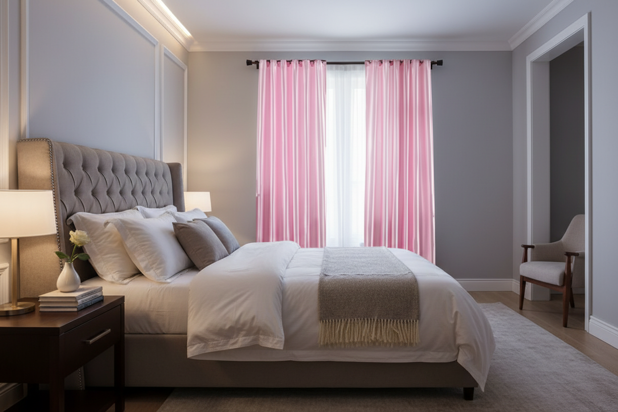 Rideau rose occultant Sovereigna - Chambre principale élégante