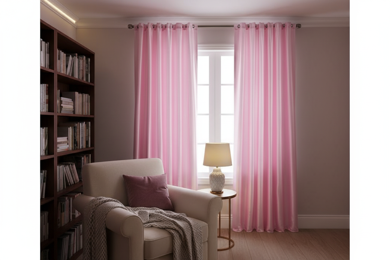 Rideau rose occultant Sovereigna - Coin lecture cosy