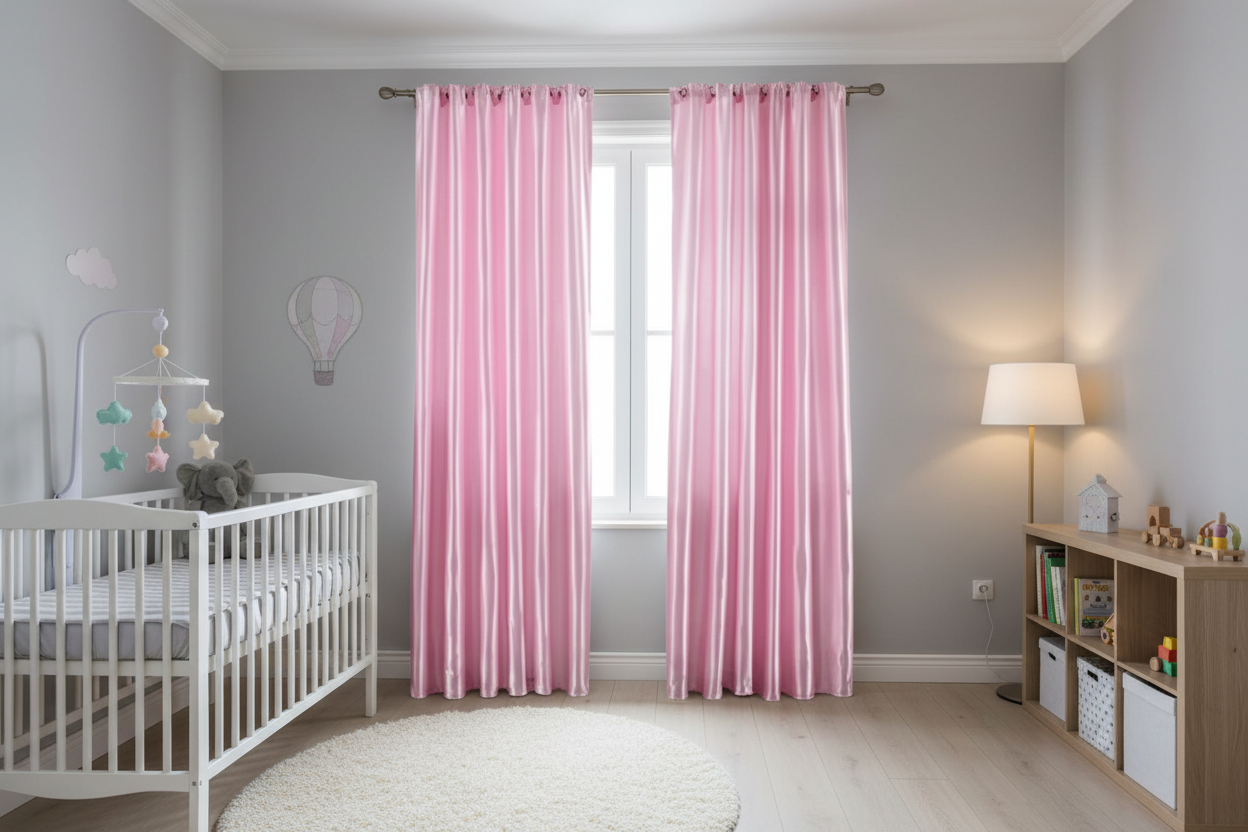 Rideau rose occultant Sovereigna - Nursery moderne