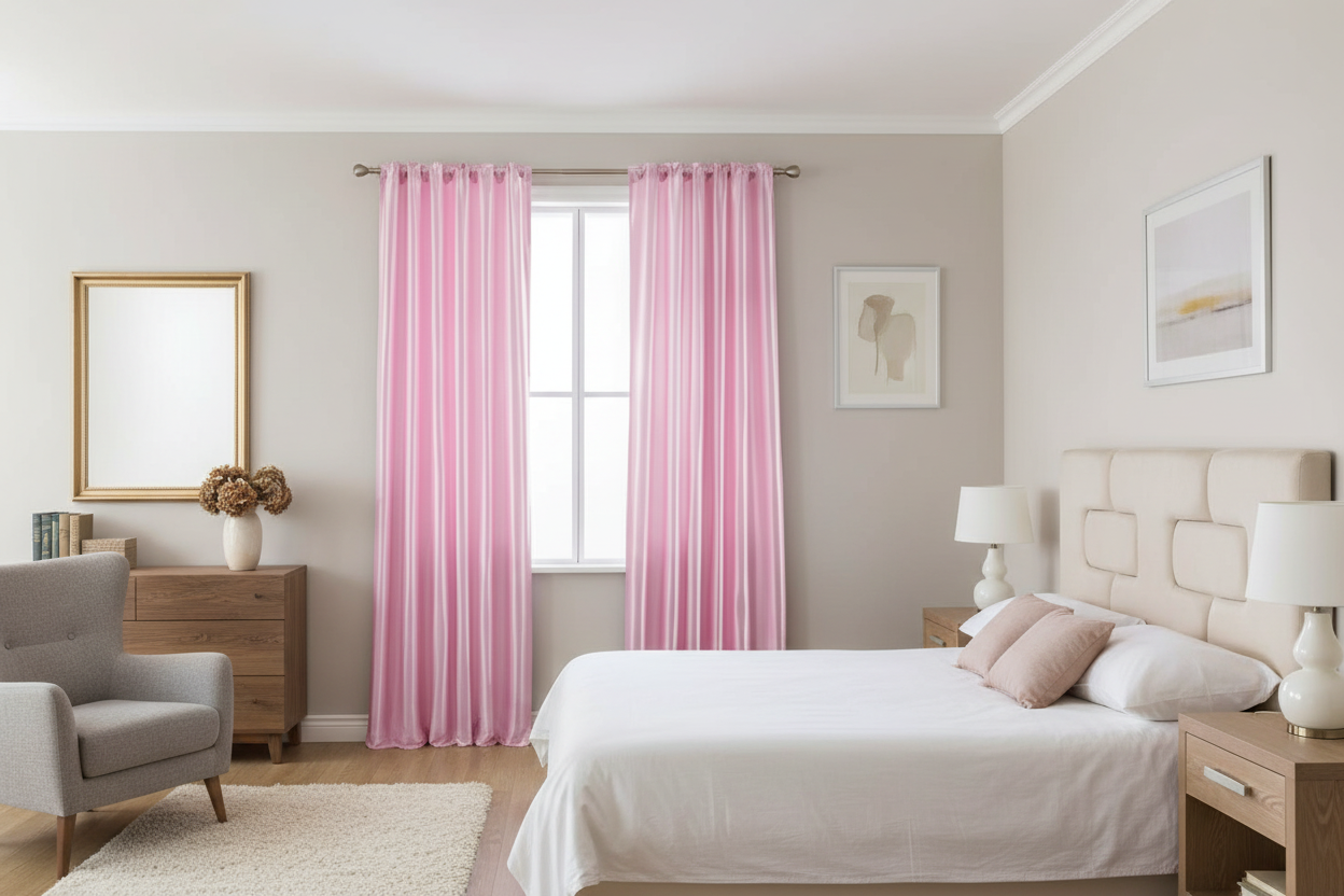 Rideau rose occultant Sovereigna - Style transitionnel