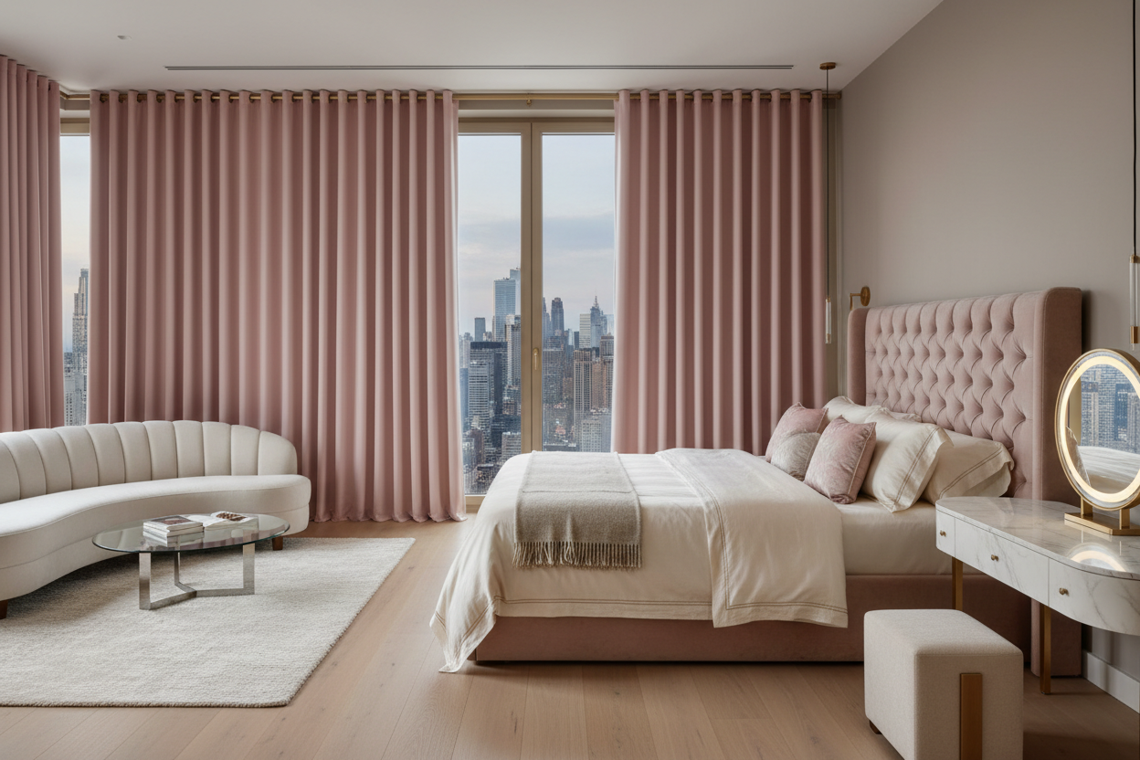 Rideau rose SIENNA - Chambre penthouse