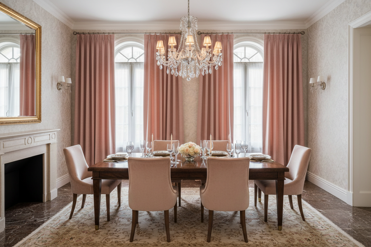 Rideau rose SIENNA - Salle à manger élégante