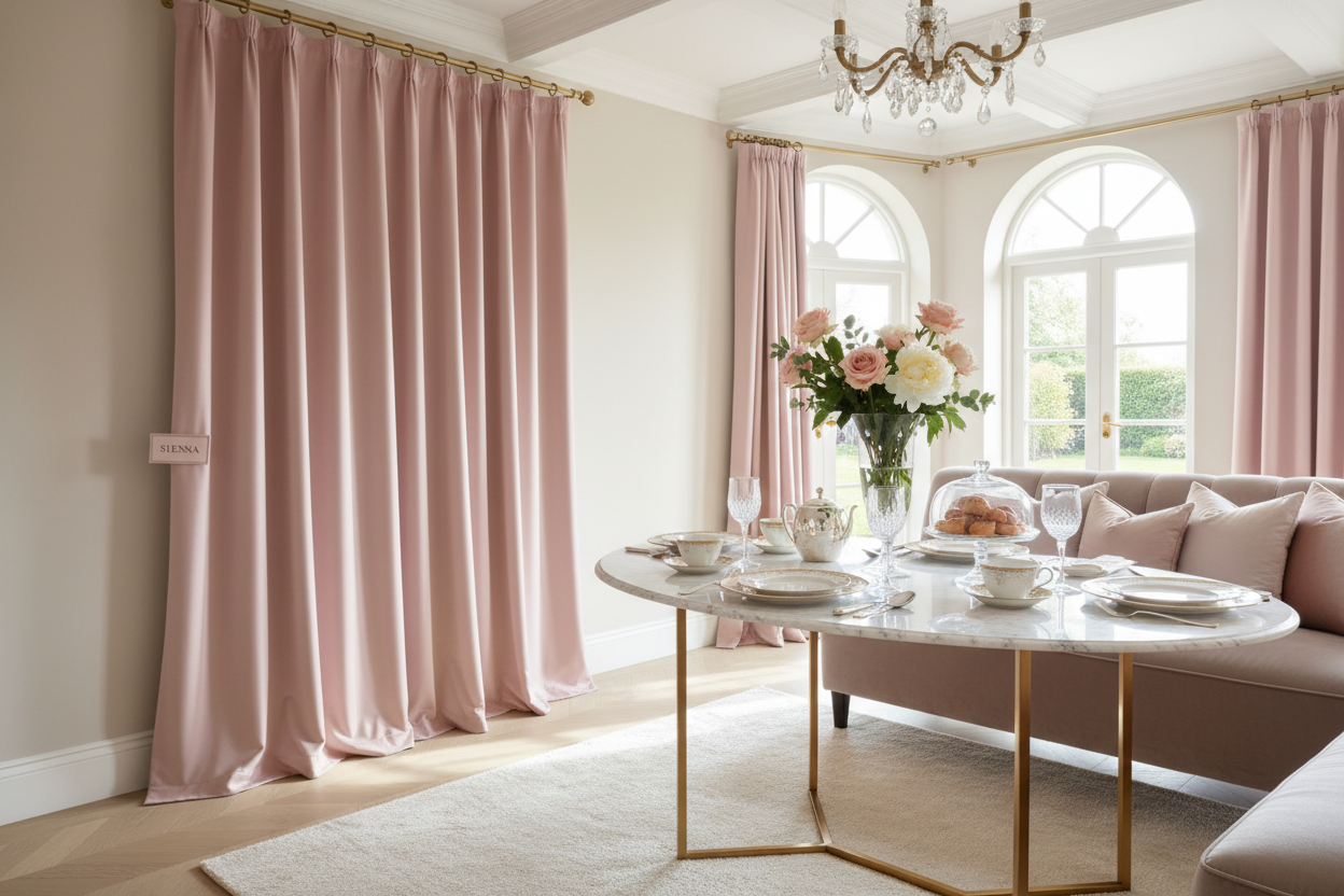 Rideau rose SIENNA - Salle petit-déjeuner raffinée