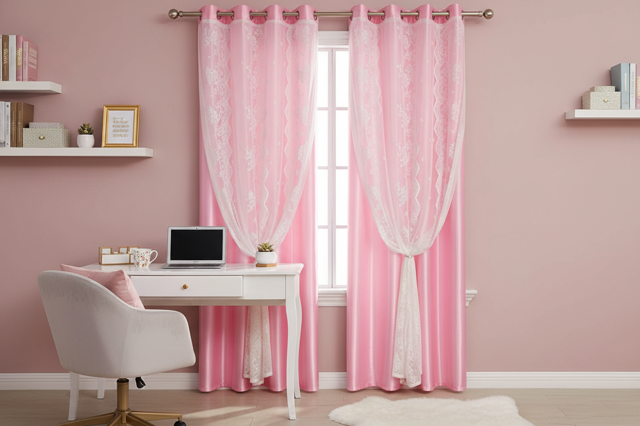 Rideau rose Somptua - Bureau féminin