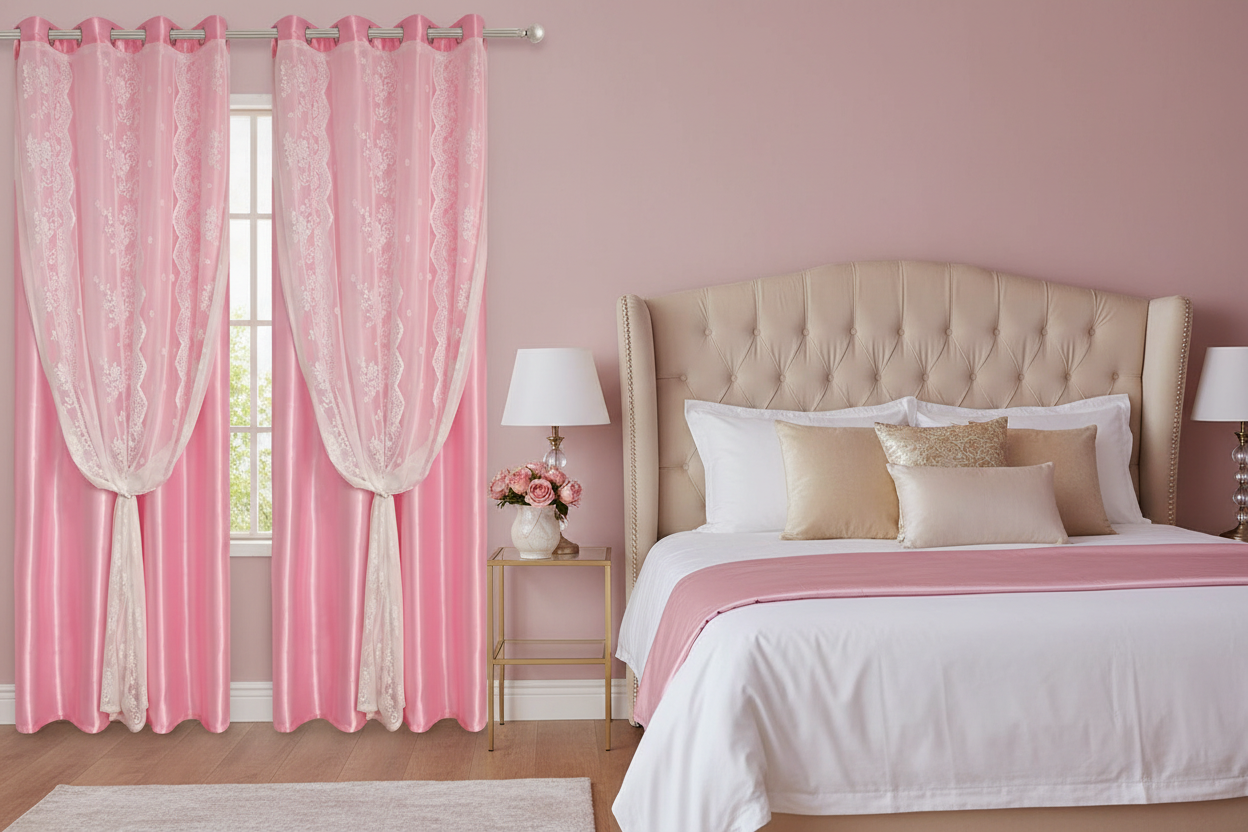 Rideau rose Somptua - Chambre principale élégante