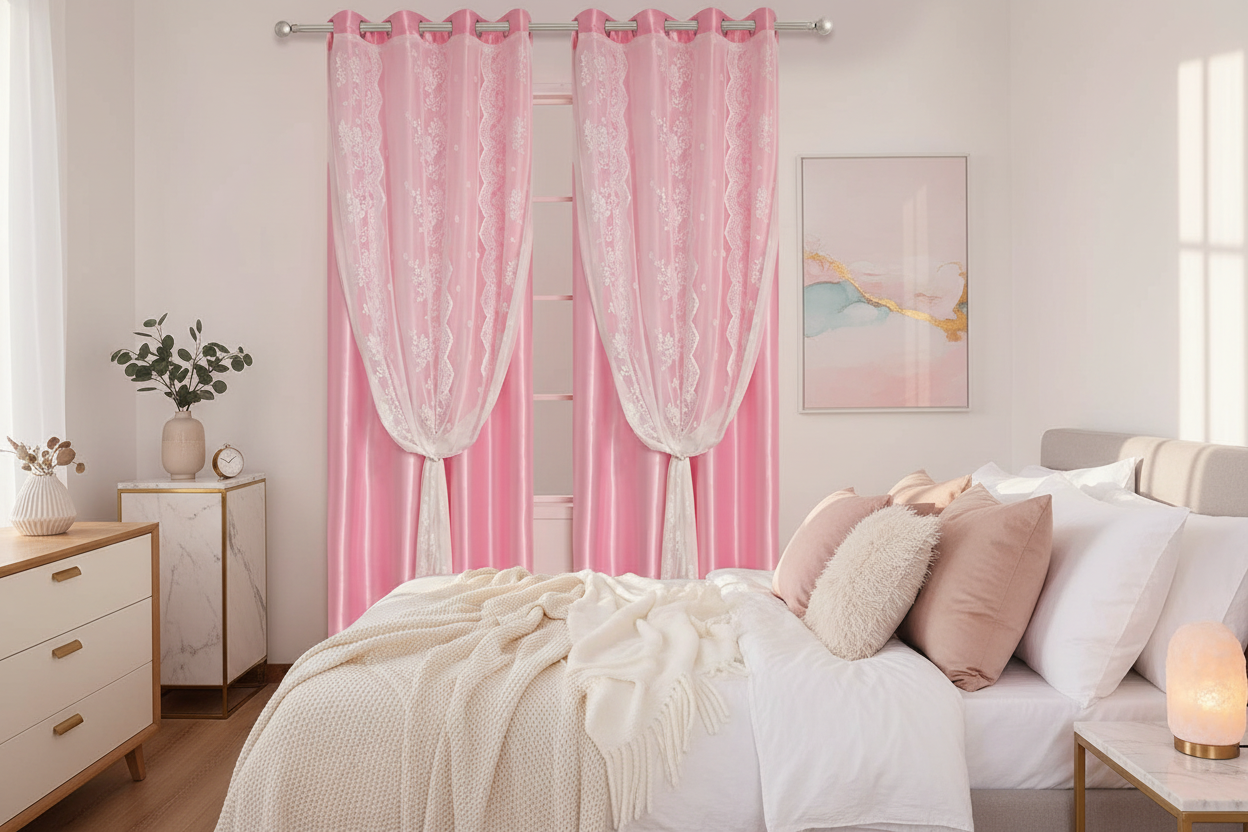 Rideau rose Somptua - Espace spa-luxe