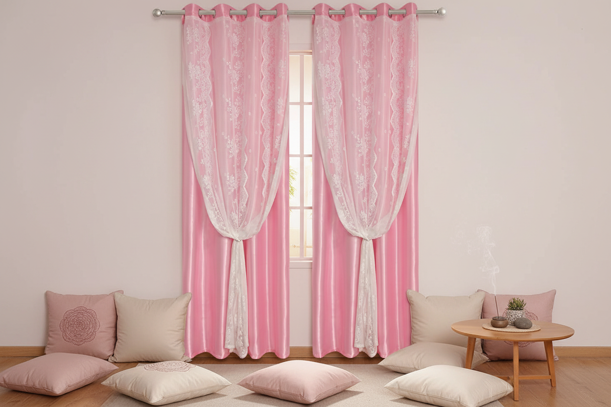 Rideau rose Somptua - Salle de méditation