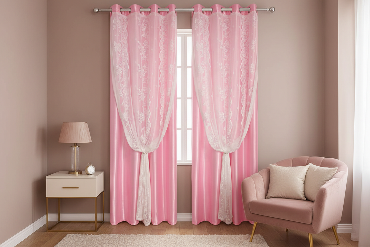 Rideau rose Somptua - Style boutique hôtel