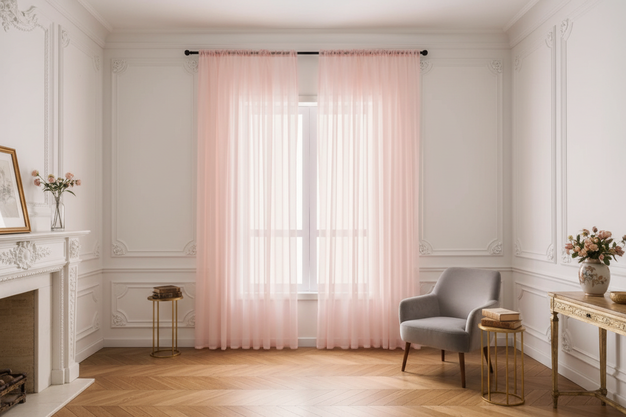 Rideau rose voilage Prestigia - Appartement Haussmannien