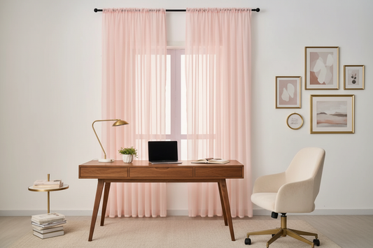 Rideau rose voilage Prestigia - Bureau élégant