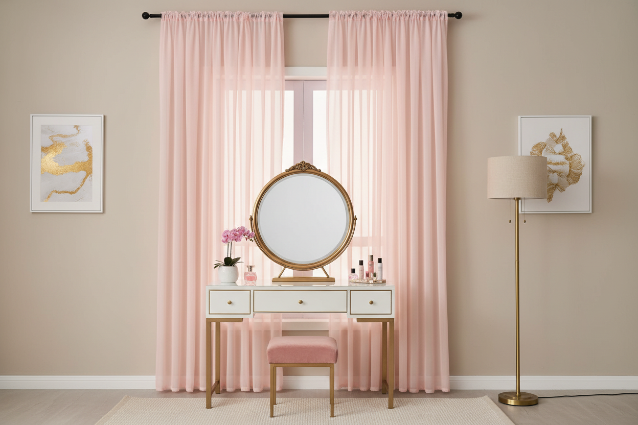 Rideau rose voilage Prestigia - Dressing élégant