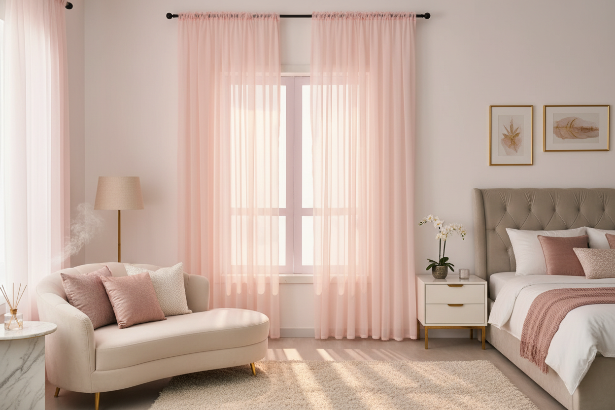 Rideau rose voilage Prestigia - Espace spa-luxe