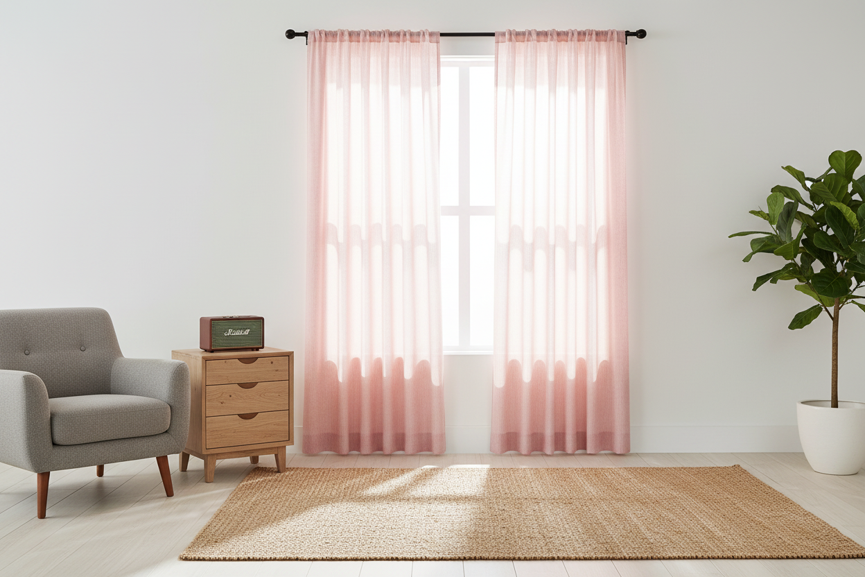 Rideau rose voilage Prestigia - Intérieur coastal