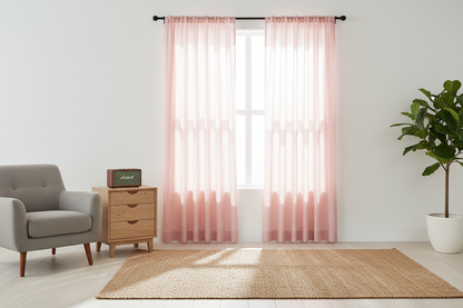 Rideau rose voilage Prestigia - Intérieur coastal