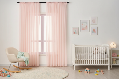 Rideau rose voilage Prestigia - Nursery contemporaine