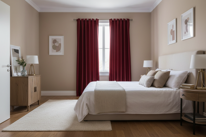 Rideau rouge bordeaux occultant Sovereigna - Chambre d'amis chic