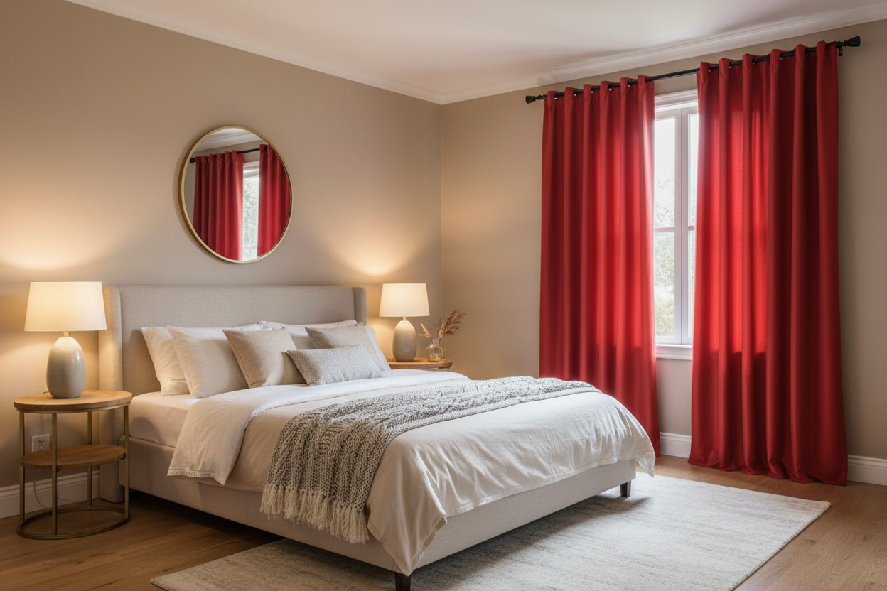 Rideau rouge occultant Sovereigna - Chambre d'amis chic