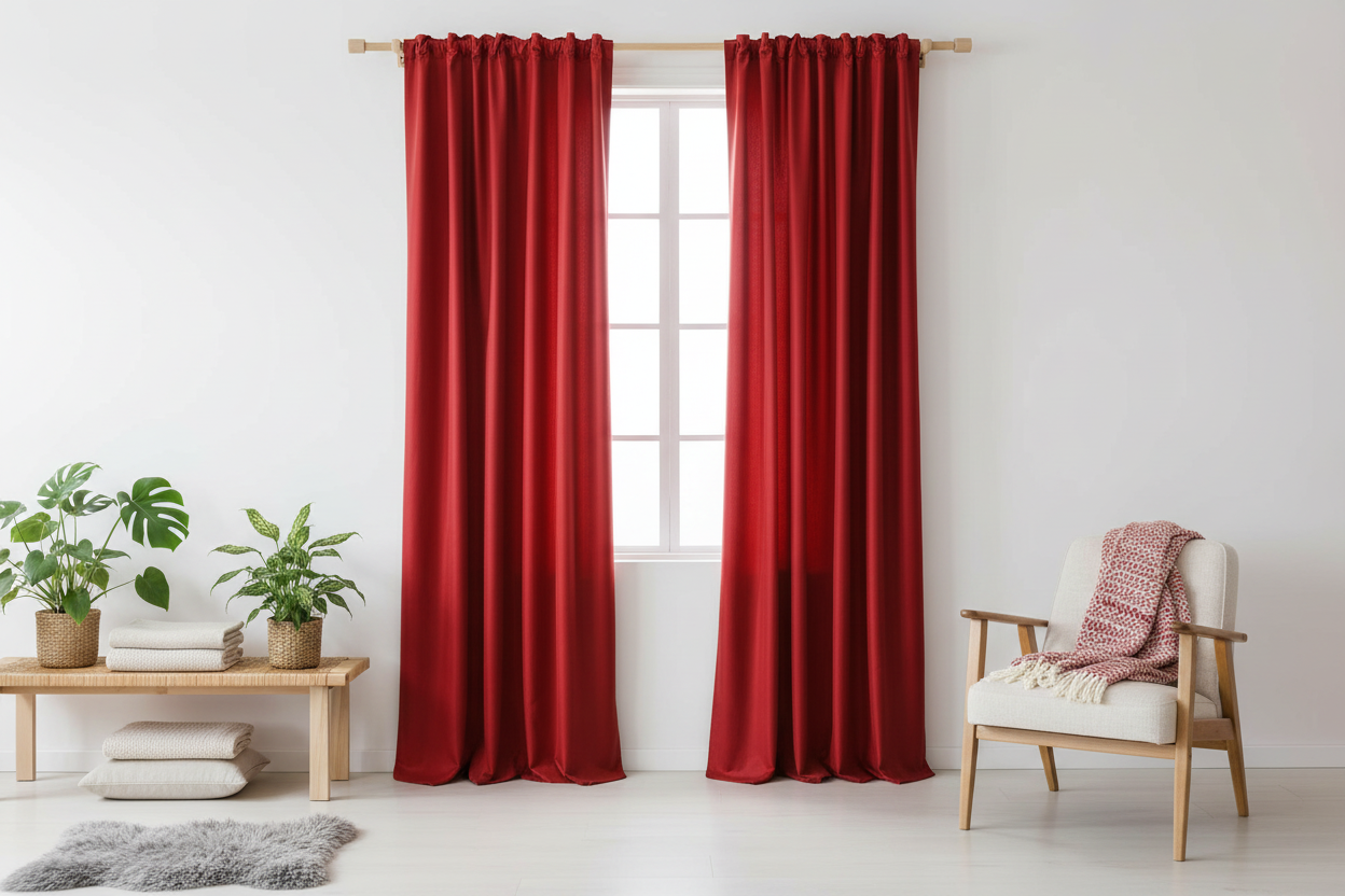 Rideau rouge occultant Sovereigna - Intérieur scandinave