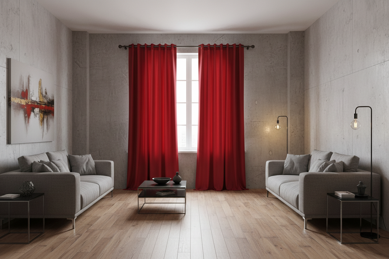 Rideau rouge occultant Sovereigna - Loft industriel contemporain