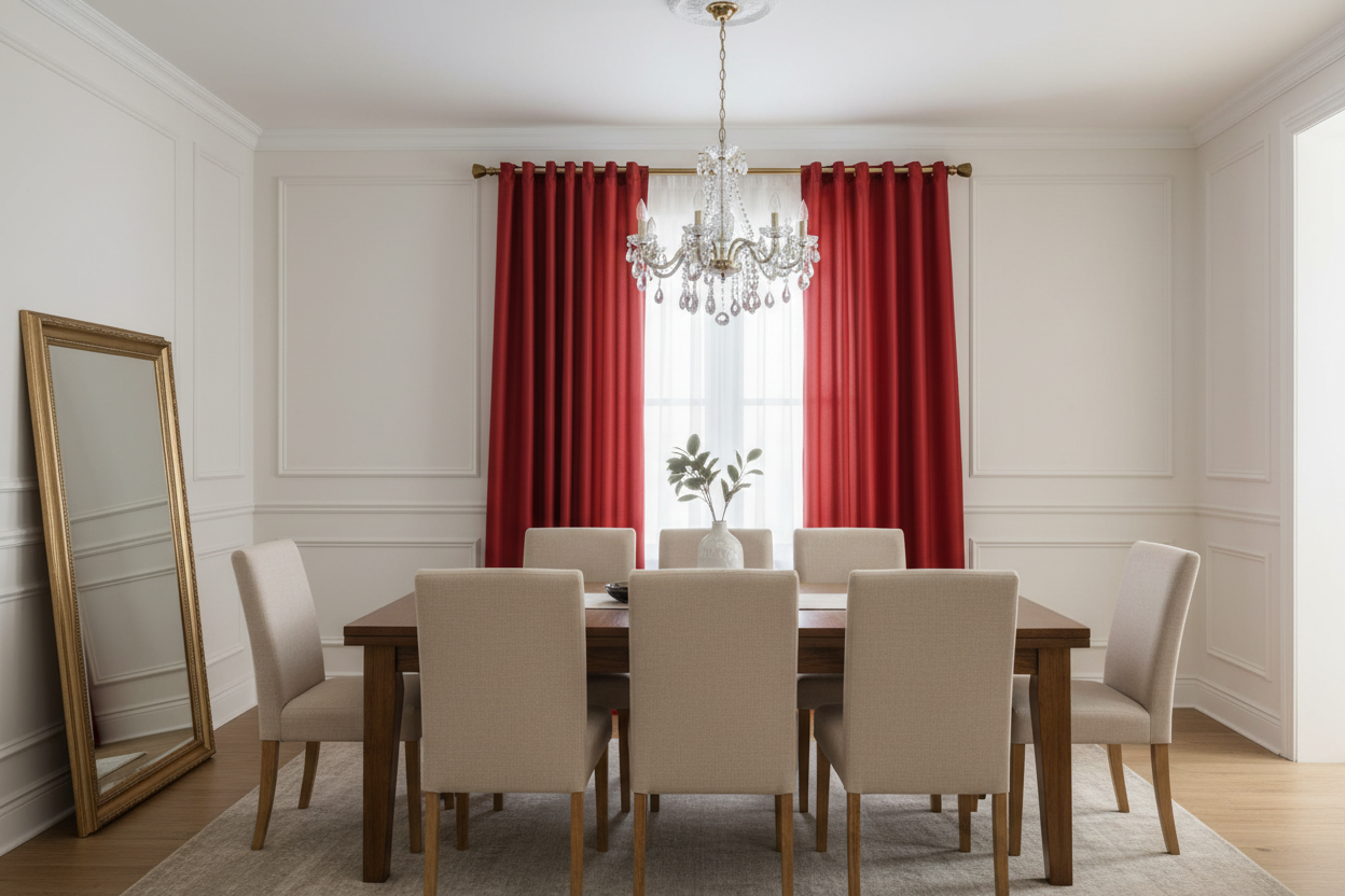Rideau rouge occultant Sovereigna - Salle à manger élégante