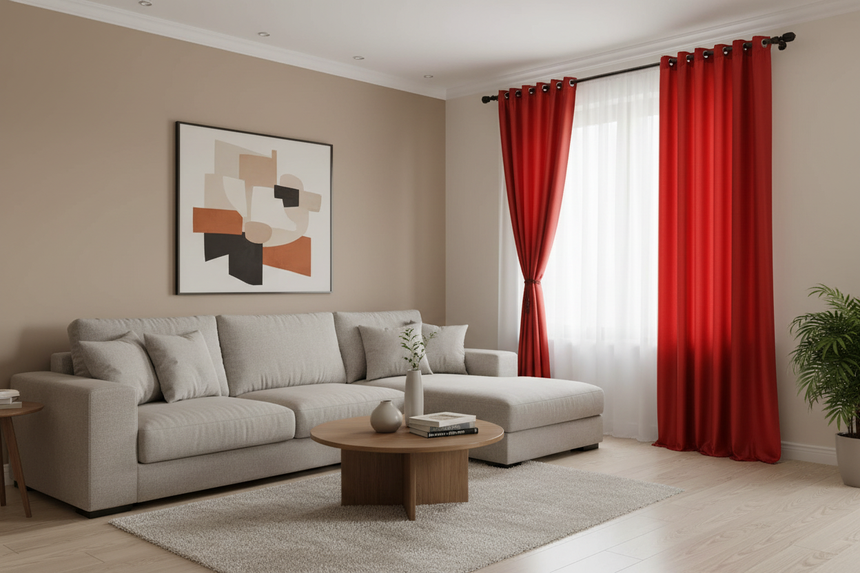 Rideau rouge occultant Sovereigna - Salon contemporain