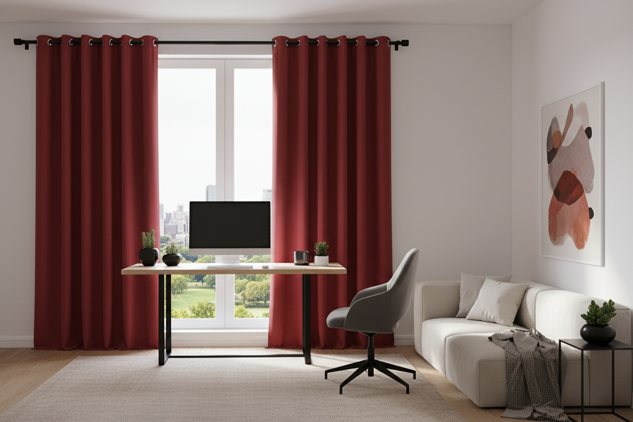 Rideau rouge SIENNA - Bureau