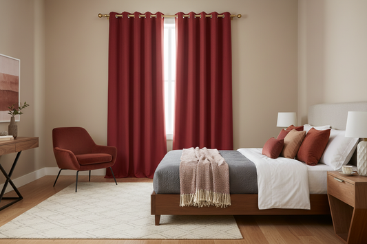 Rideau rouge SIENNA - Chambre d'amis