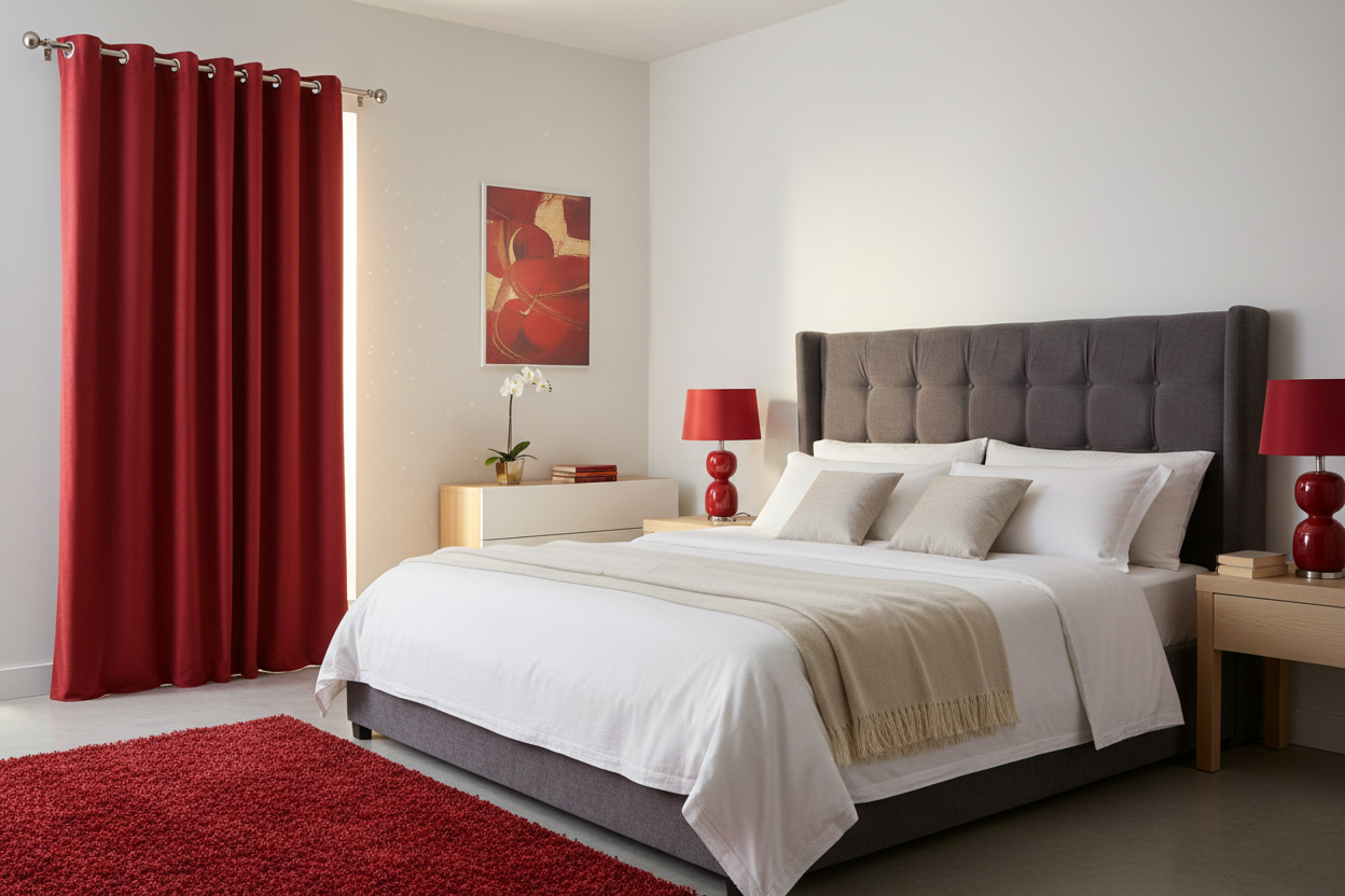 Rideau rouge SIENNA - Chambre