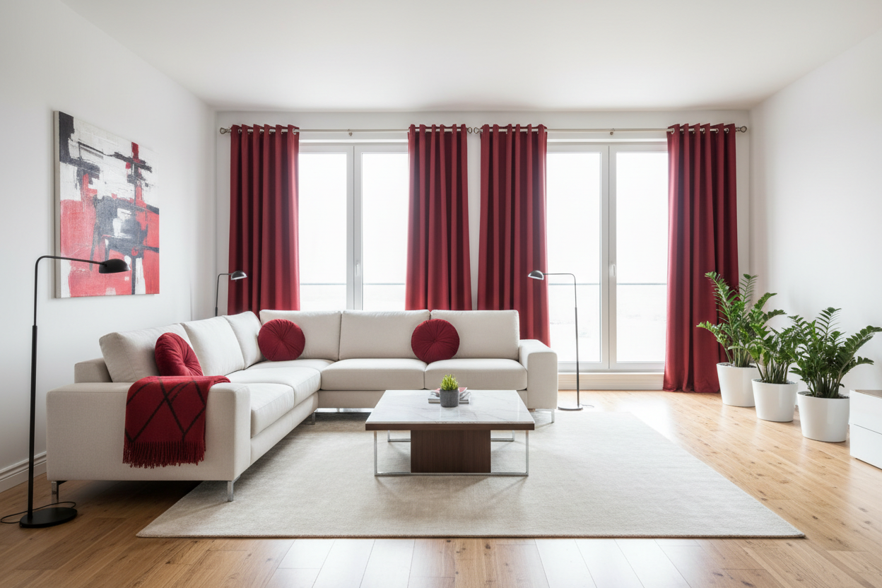 Rideau rouge SIENNA - Grand salon
