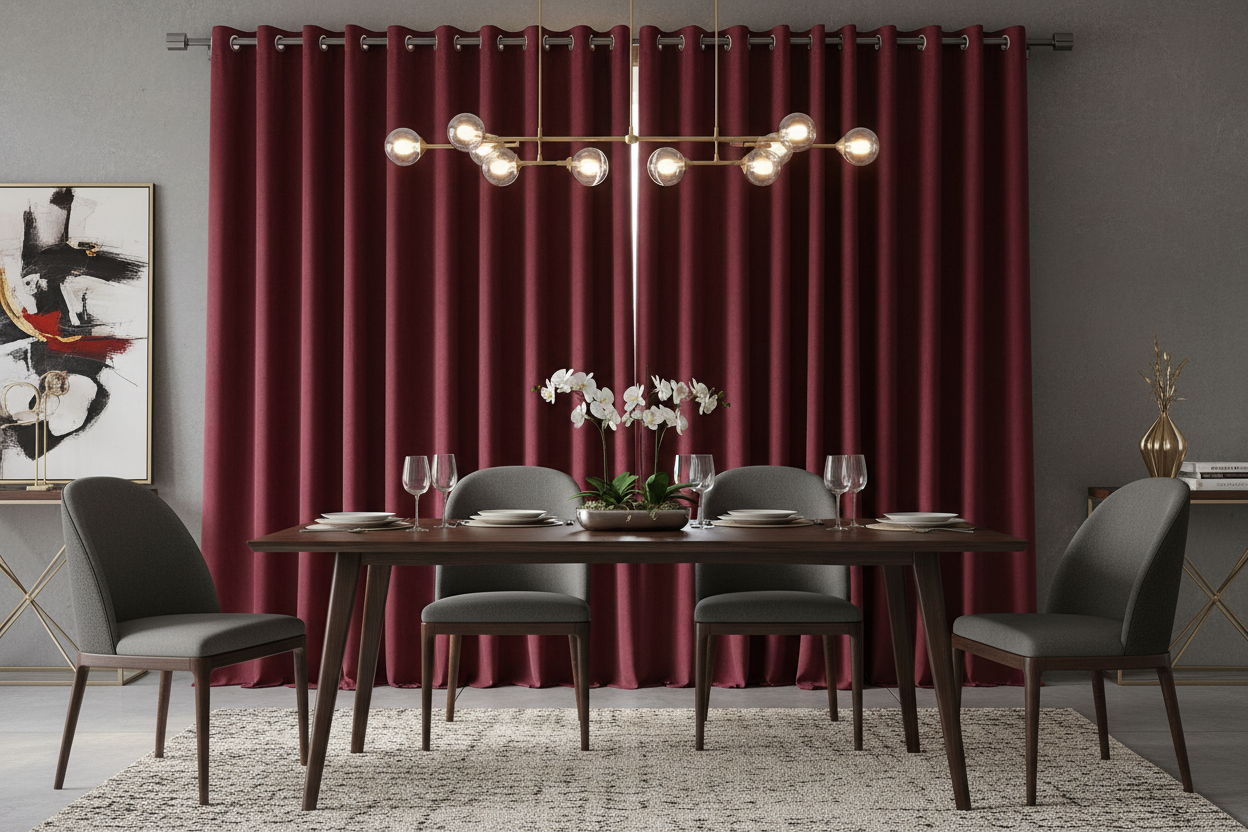 Rideau rouge SIENNA - Salle à manger