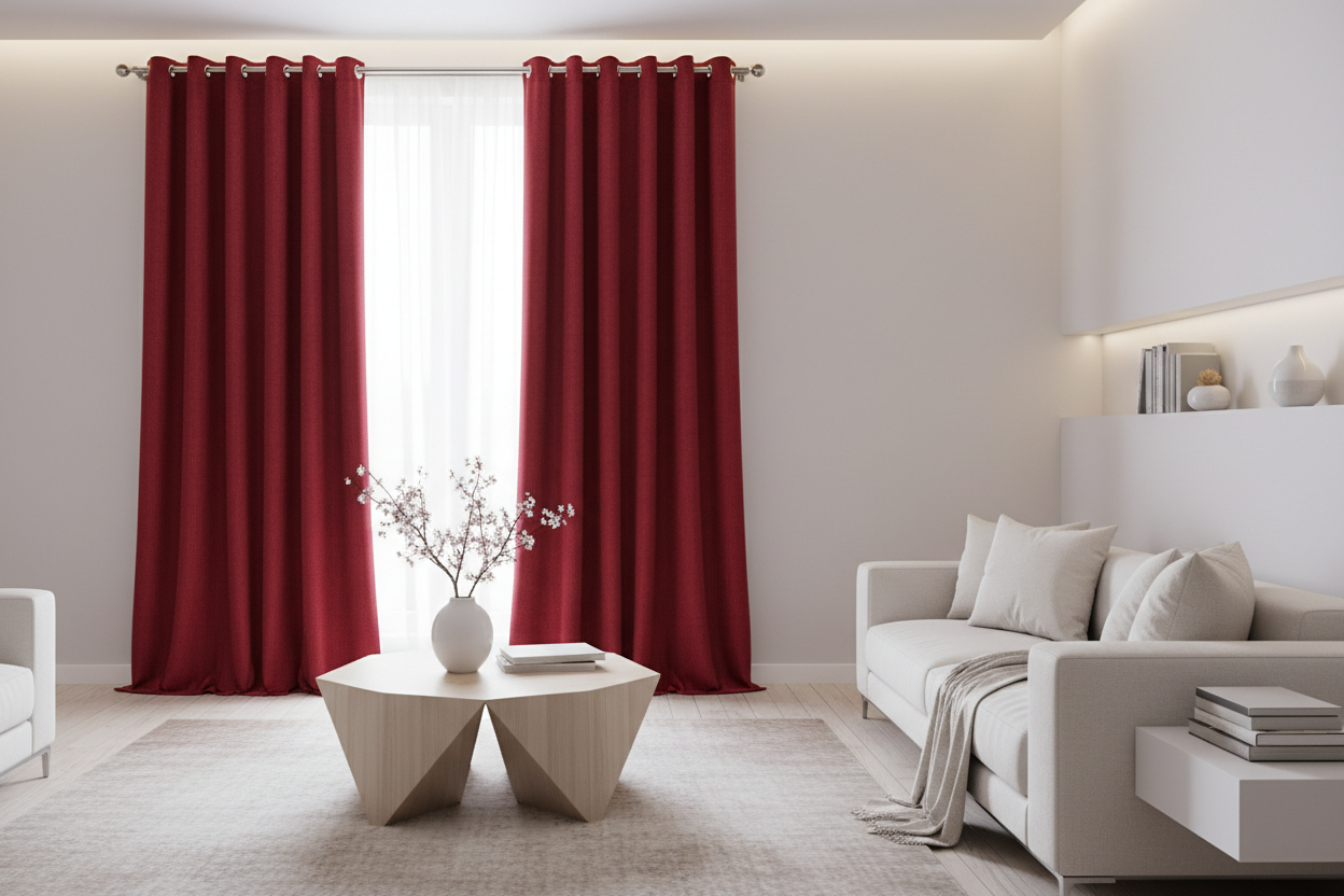 Rideau rouge SIENNA - Salon