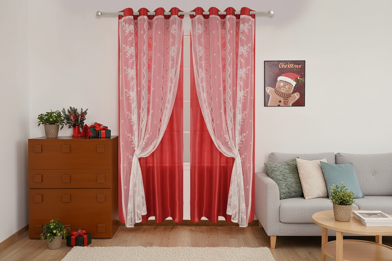 Rideau rouge Somptua - Intérieur scandinave