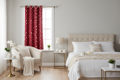 Rideau rouge étoile blanche - Espace spa-luxe