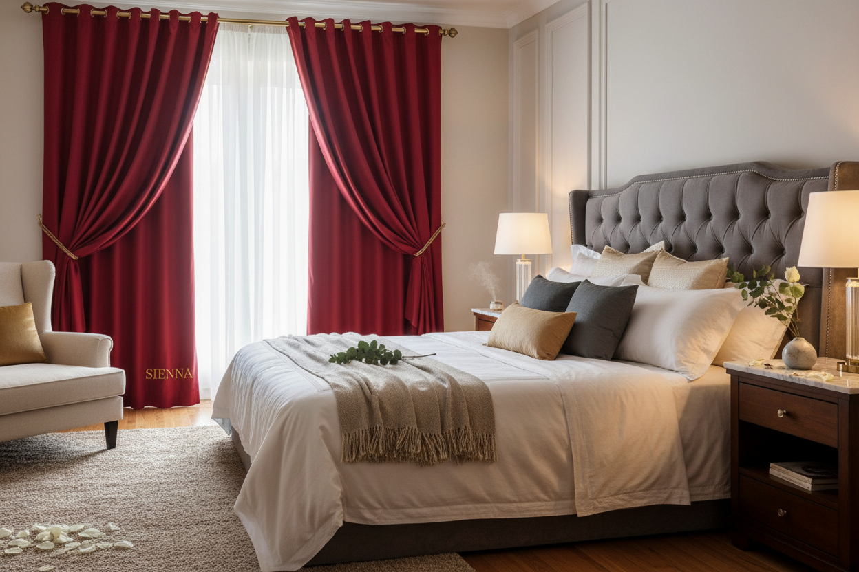 Rideau rouge vif SIENNA - Chambre principale