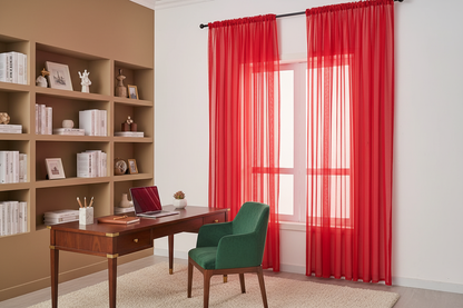 Rideau rouge voilage Prestigia - Bureau élégant