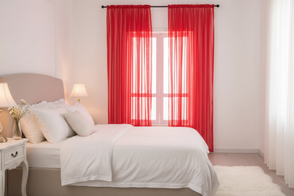 Rideau rouge voilage Prestigia - Chambre romantique