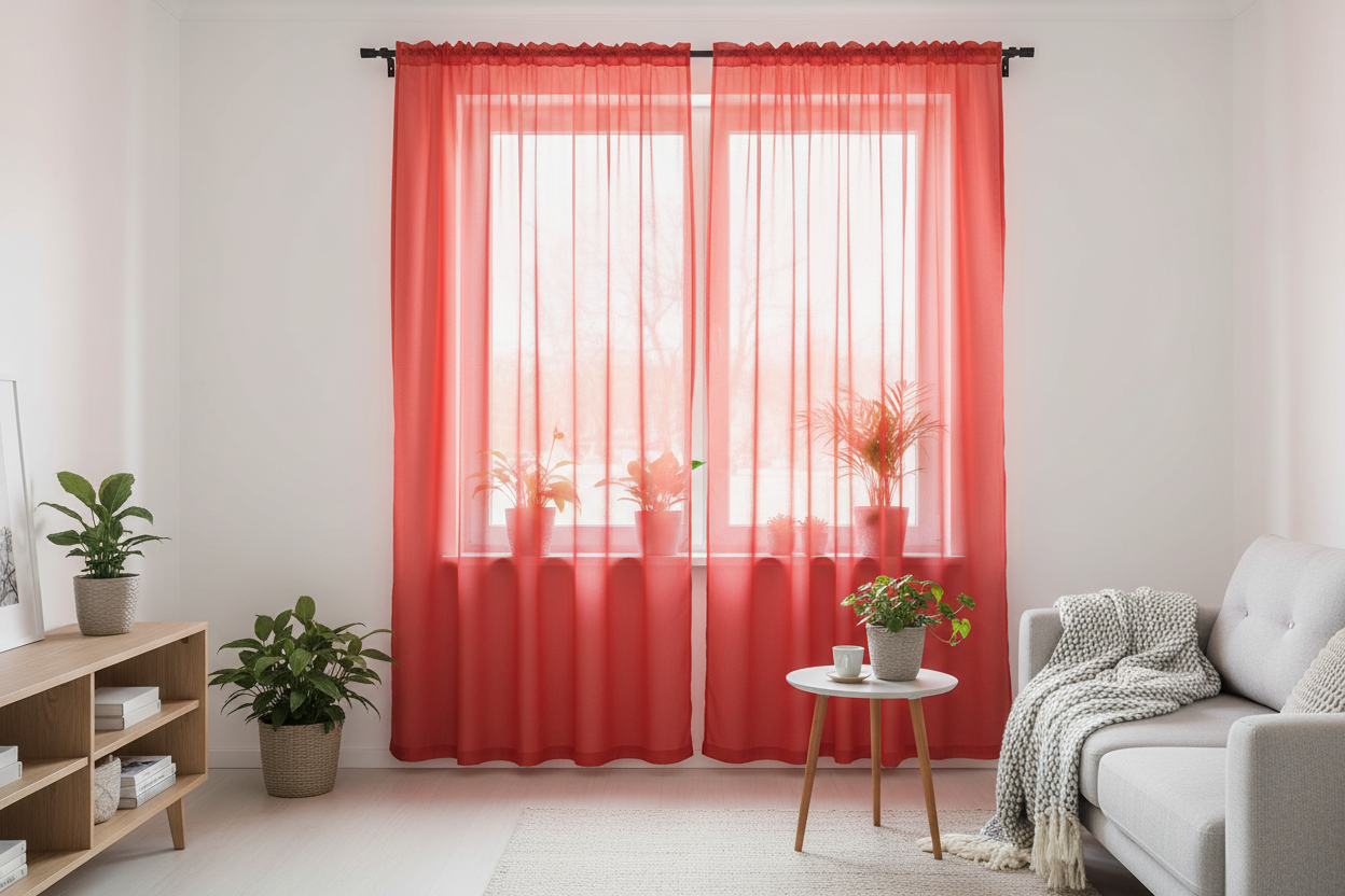 Rideau rouge voilage Tissaria - Intérieur scandinave