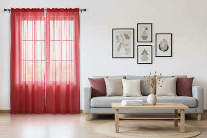 Rideau rouge voilage Tissaria - Salon contemporain