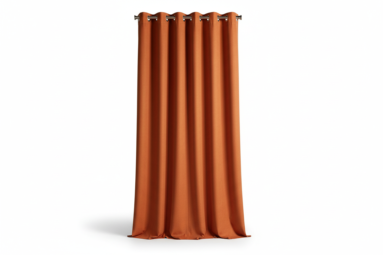 Rideau terracotta sur fond blanc
