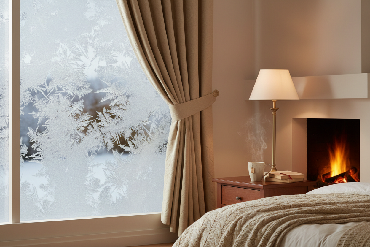 Rideau thermique beige givre
