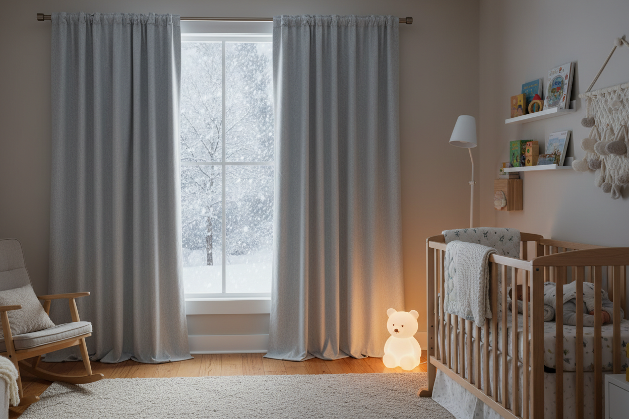 Rideau thermique gris clair bébé