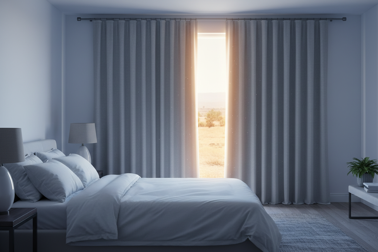 Rideau thermique gris clair soleil