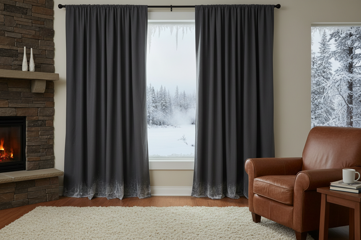 Rideau thermique gris foncé froid polaire