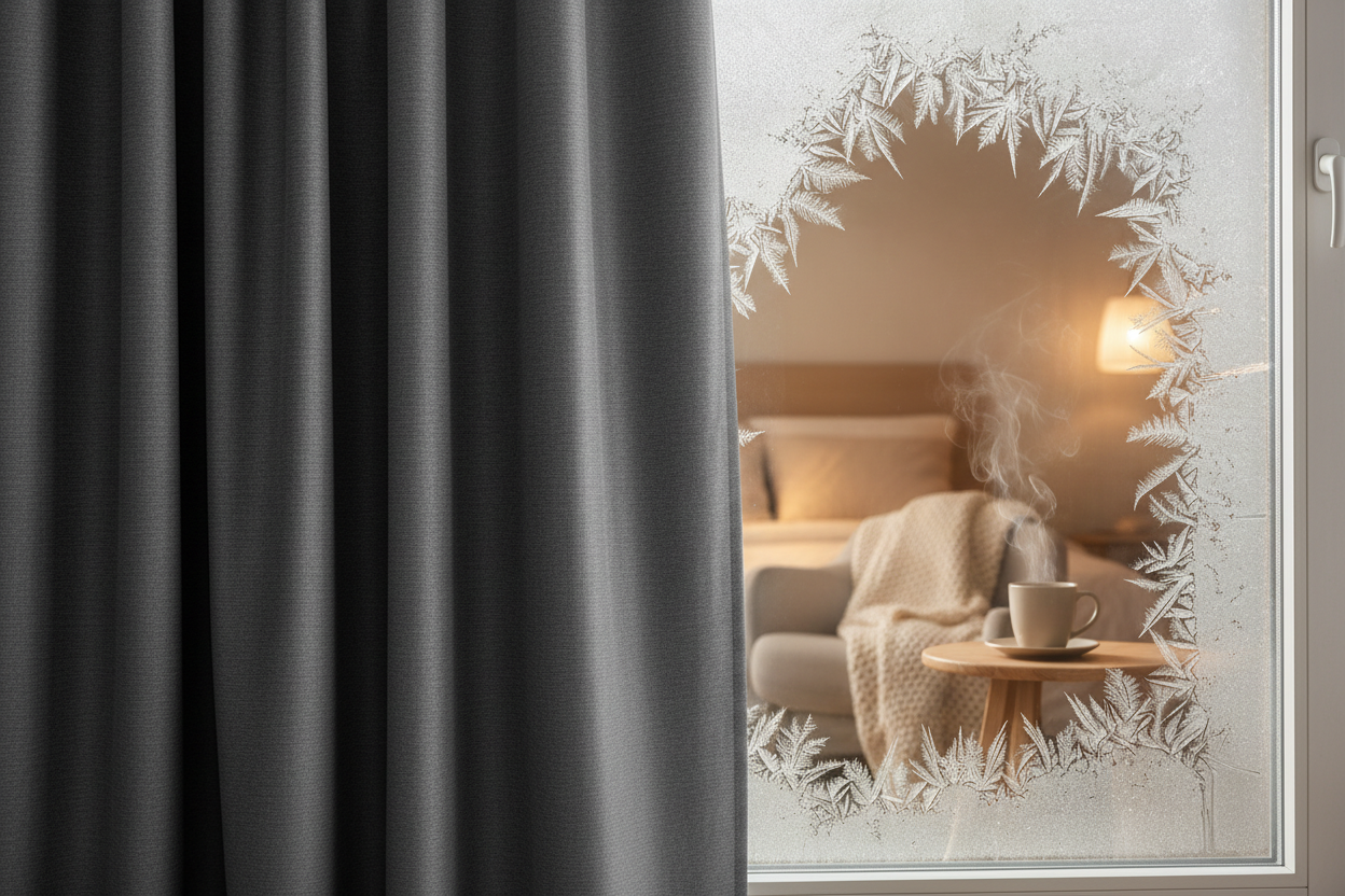 Rideau thermique gris foncé givre