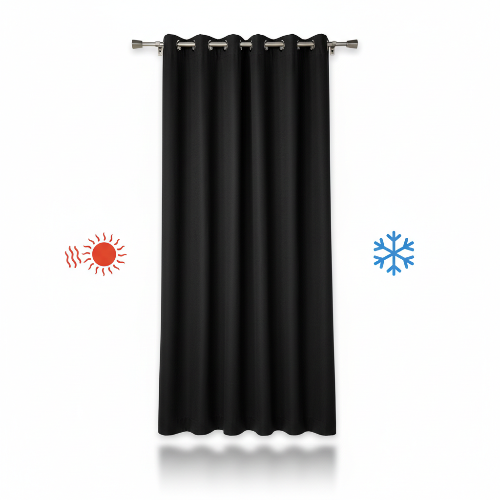 Rideau thermique noir anneaux discret Google Shopping