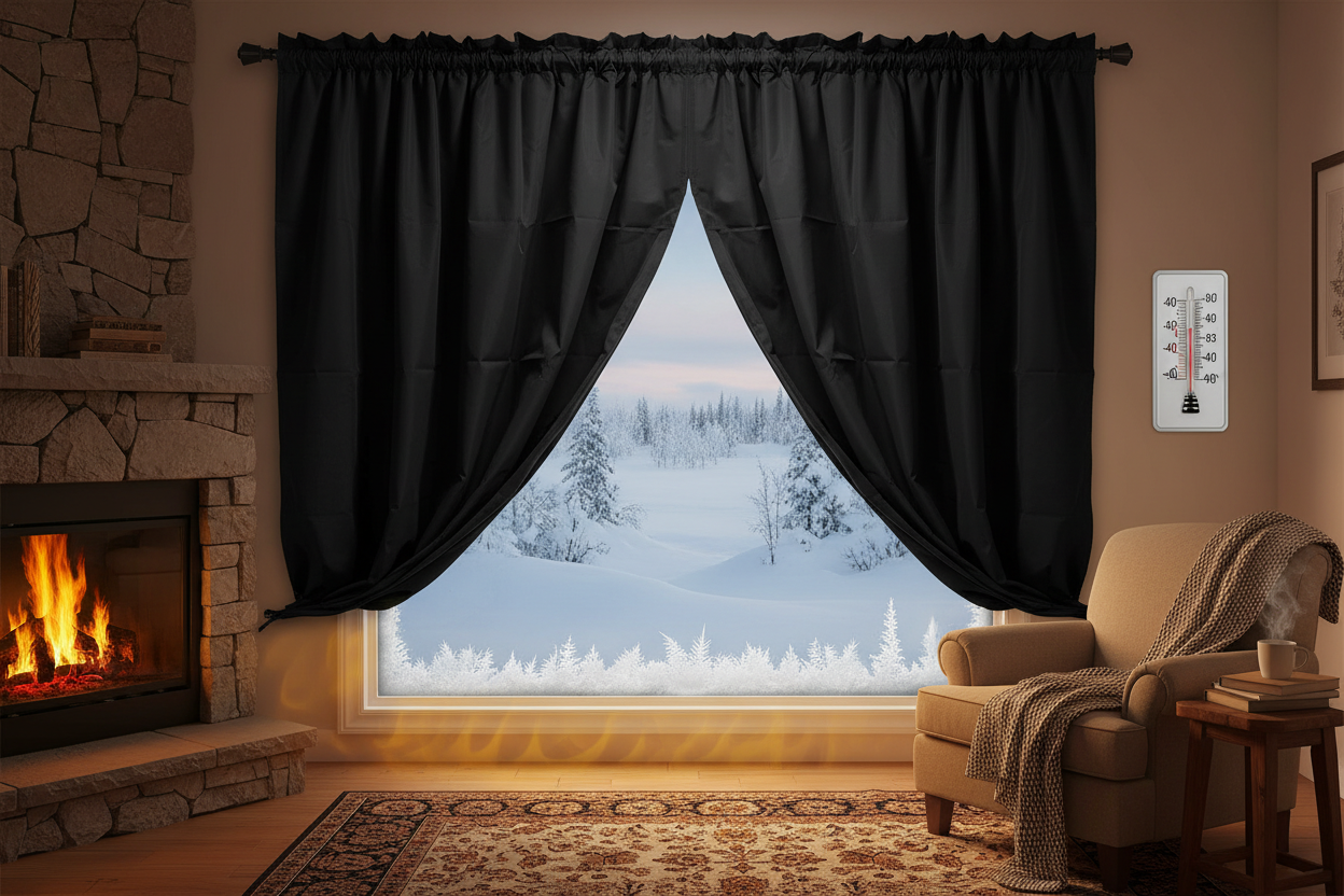 Rideau thermique noir froid polaire