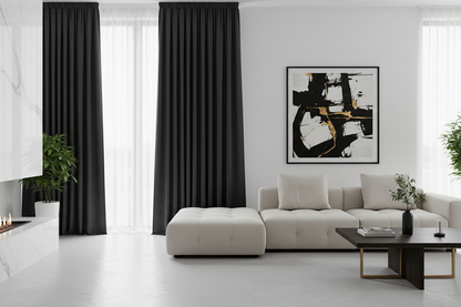 Rideau thermique noir salon moderne